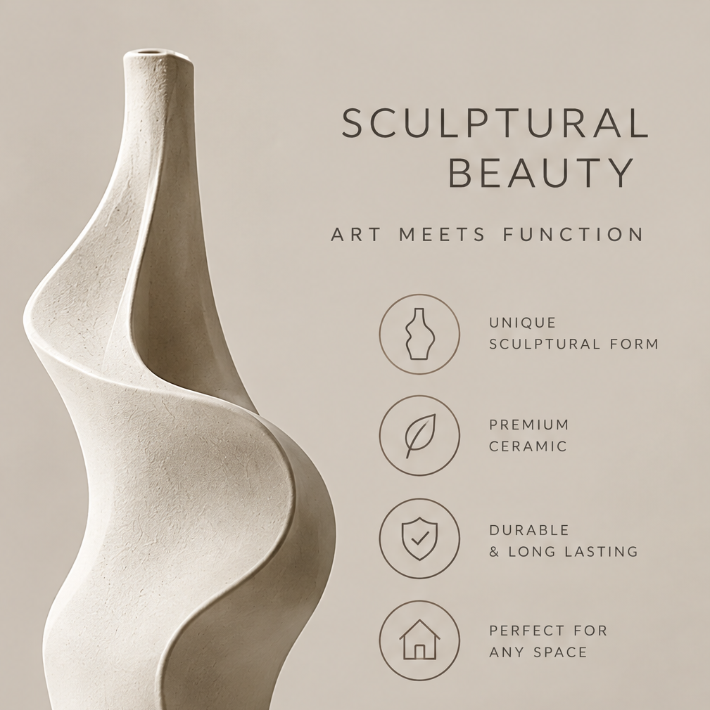 Unique opening design top-down view of the matte white wave vase showing the distinctive angled organic opening, a perfect balance of art and function