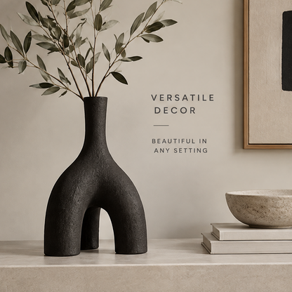 Black ceramic sculptural vase — premium ceramic, durable and sturdy