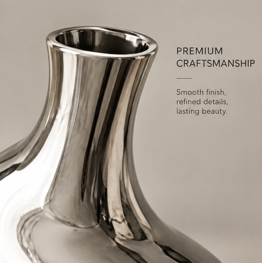 Close-up of vase neck showing premium craftsmanship with smooth finish, refined details, and lasting beauty