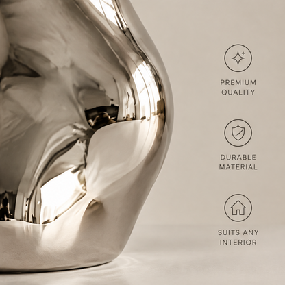 Top-down view of the mirror silver vase opening showing premium craftsmanship, smooth surface, and refined details