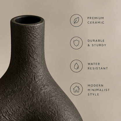 Black sculptural ceramic vase — modern sculpture, a bold statement for modern spaces